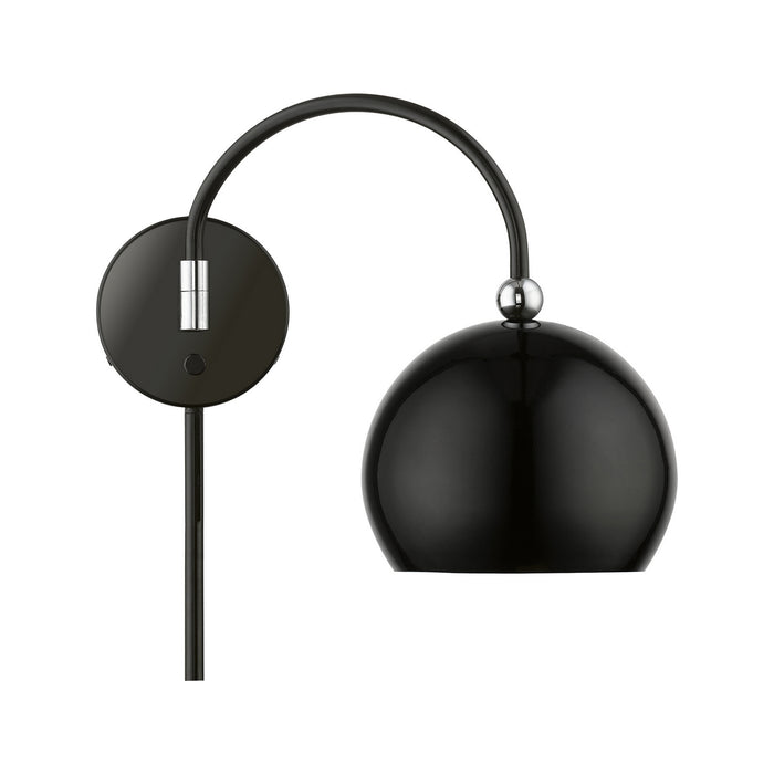 Livex Lighting 45489-68 One Light Swing Arm Wall Lamp, Shiny Black w/Polished Chrome