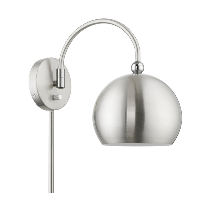 Livex Lighting 45489-91 One Light Swing Arm Wall Lamp, Brushed Nickel w/Polished Chrome