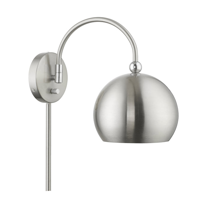 Livex Lighting 45489-91 One Light Swing Arm Wall Lamp, Brushed Nickel w/Polished Chrome