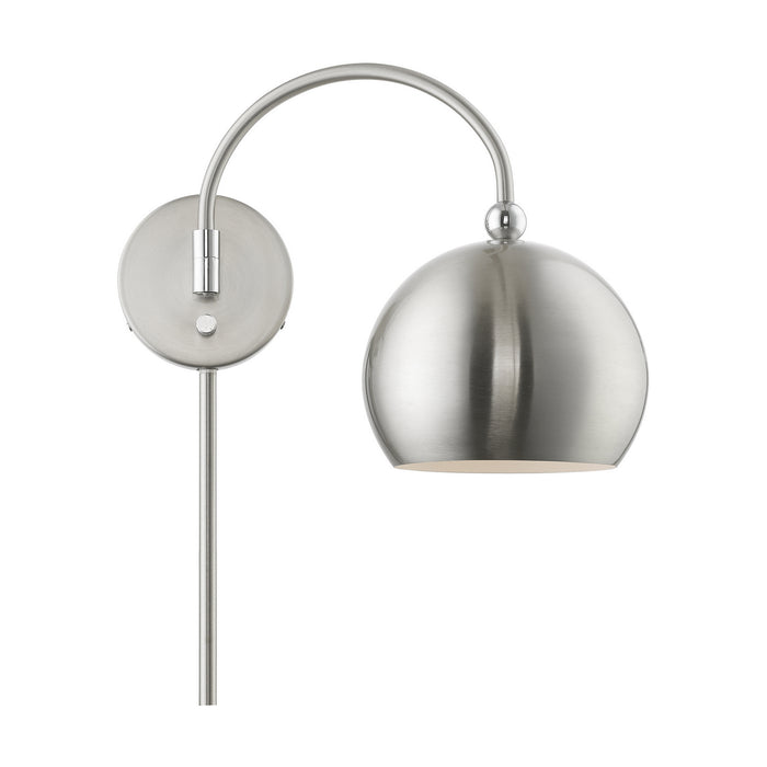 Livex Lighting 45489-91 One Light Swing Arm Wall Lamp, Brushed Nickel w/Polished Chrome