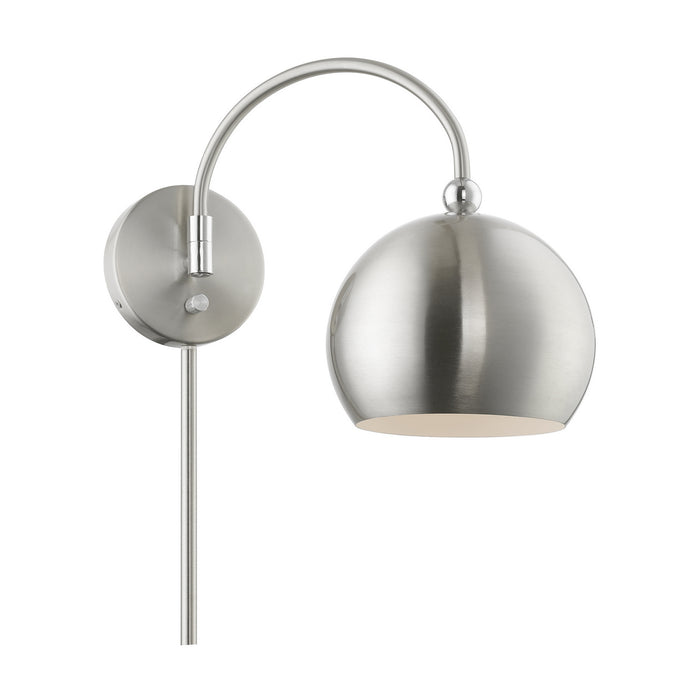 Livex Lighting 45489-91 One Light Swing Arm Wall Lamp, Brushed Nickel w/Polished Chrome