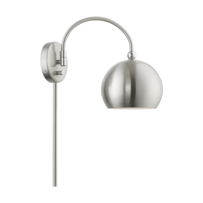Livex Lighting 45489-91 One Light Swing Arm Wall Lamp, Brushed Nickel w/Polished Chrome