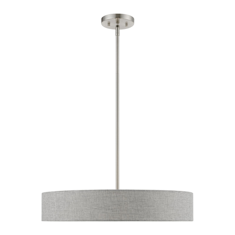 Livex Lighting 46144-91 Four Light Pendant, Brushed Nickel w/Shiny White