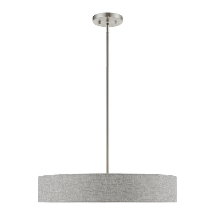 Livex Lighting 46144-91 Four Light Pendant, Brushed Nickel w/Shiny White