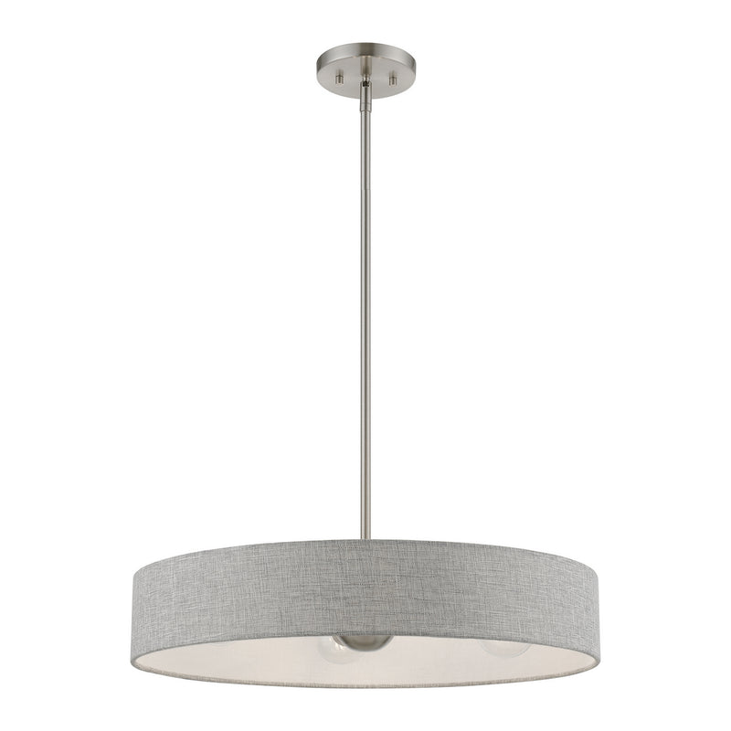 Livex Lighting 46144-91 Four Light Pendant, Brushed Nickel w/Shiny White