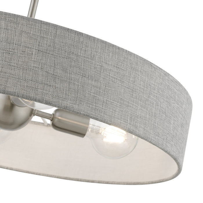 Livex Lighting 46144-91 Four Light Pendant, Brushed Nickel w/Shiny White