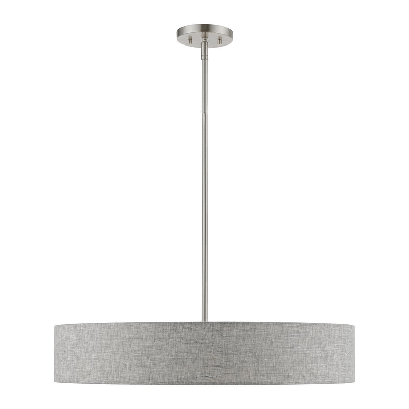 Livex Lighting 46145-91 Five Light Pendant, Brushed Nickel w/Shiny White