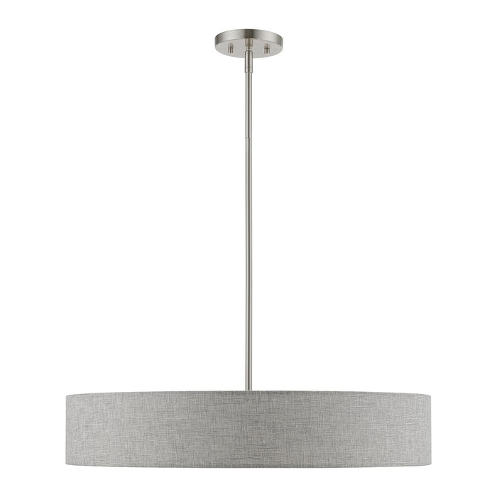 Livex Lighting 46145-91 Five Light Pendant, Brushed Nickel w/Shiny White