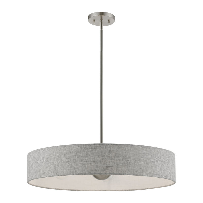 Livex Lighting 46145-91 Five Light Pendant, Brushed Nickel w/Shiny White
