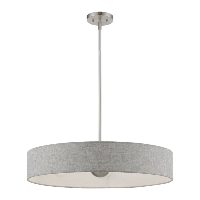 Livex Lighting 46145-91 Five Light Pendant, Brushed Nickel w/Shiny White