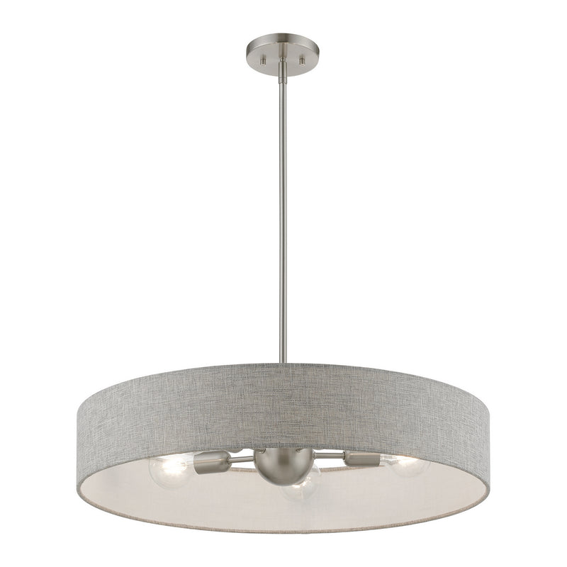 Livex Lighting 46145-91 Five Light Pendant, Brushed Nickel w/Shiny White
