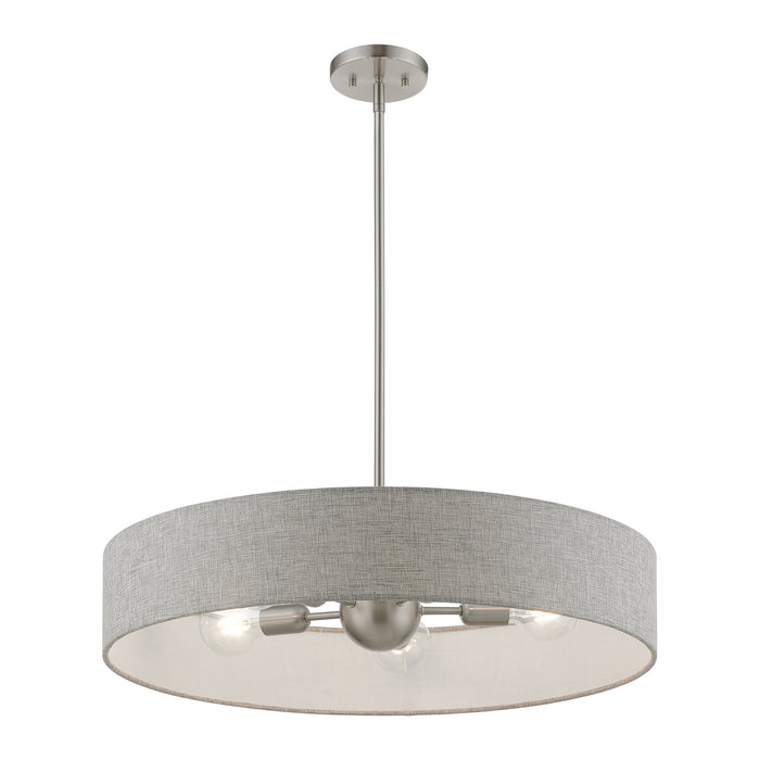 Livex Lighting 46145-91 Five Light Pendant, Brushed Nickel w/Shiny White