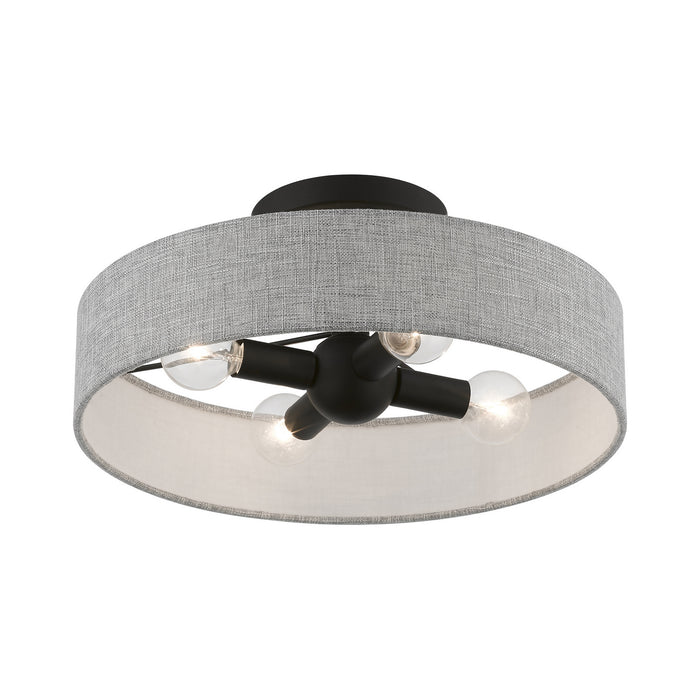 Livex Lighting 46147-04 Four Light Semi-Flush Mount, Black