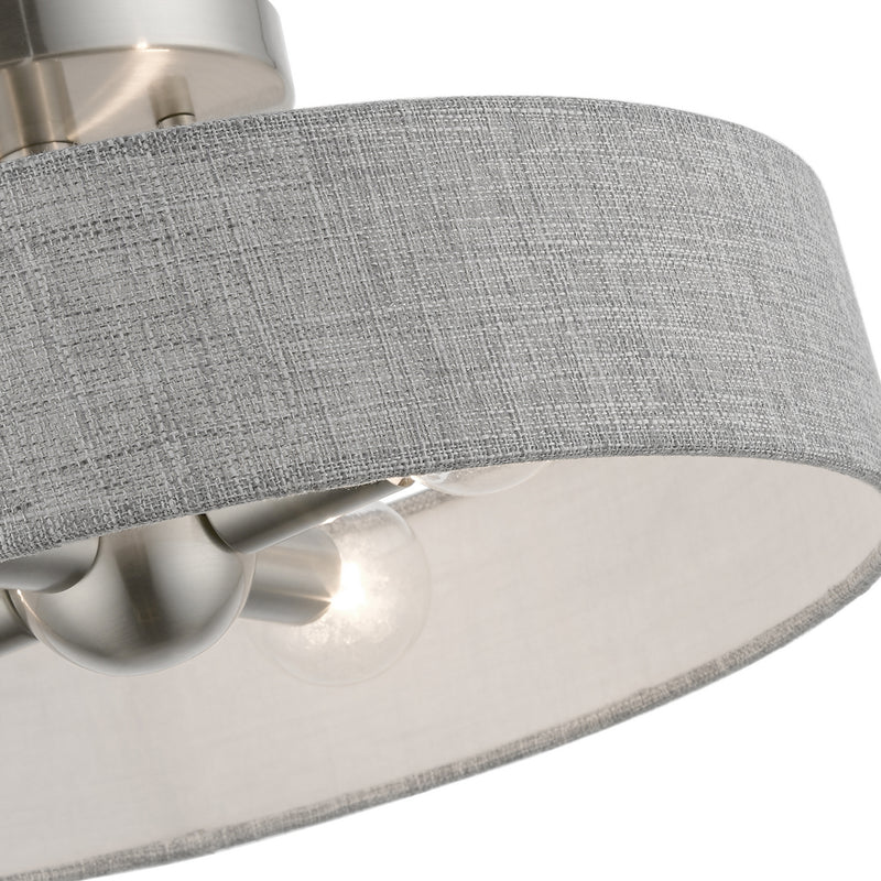 Livex Lighting 46147-91 Four Light Semi-Flush Mount, Brushed Nickel w/Shiny White