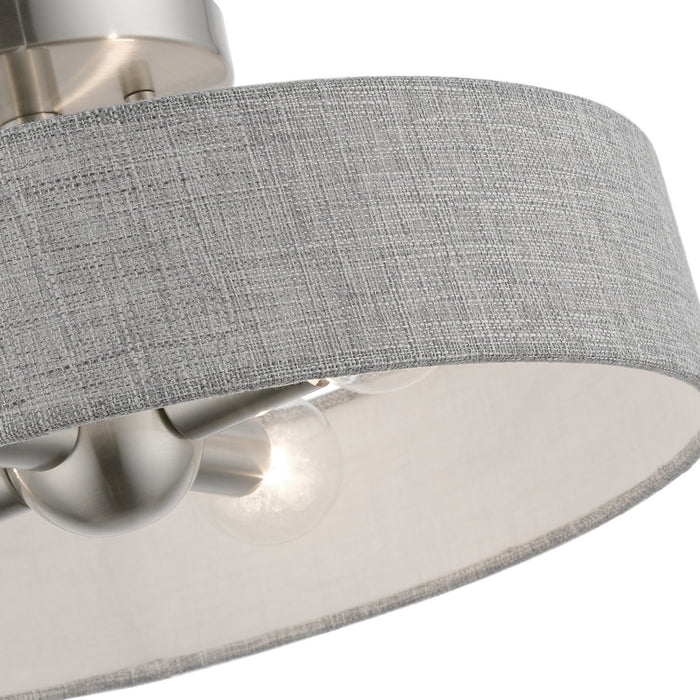Livex Lighting 46147-91 Four Light Semi-Flush Mount, Brushed Nickel w/Shiny White