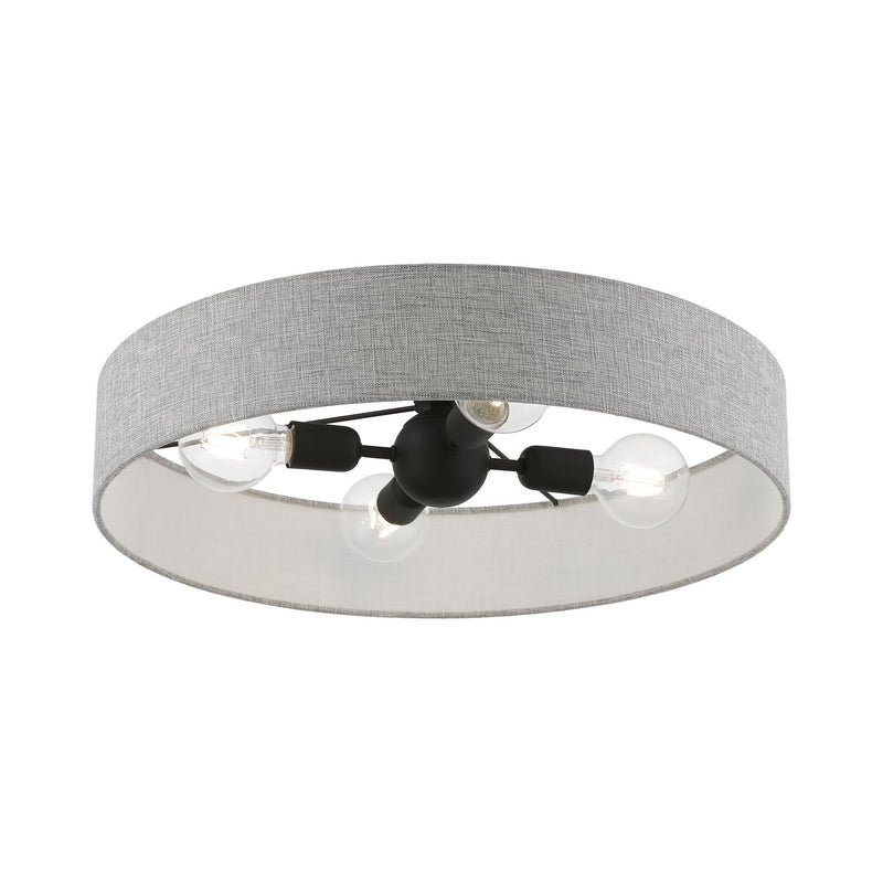 Livex Lighting 46148-04 Four Light Semi-Flush Mount, Black