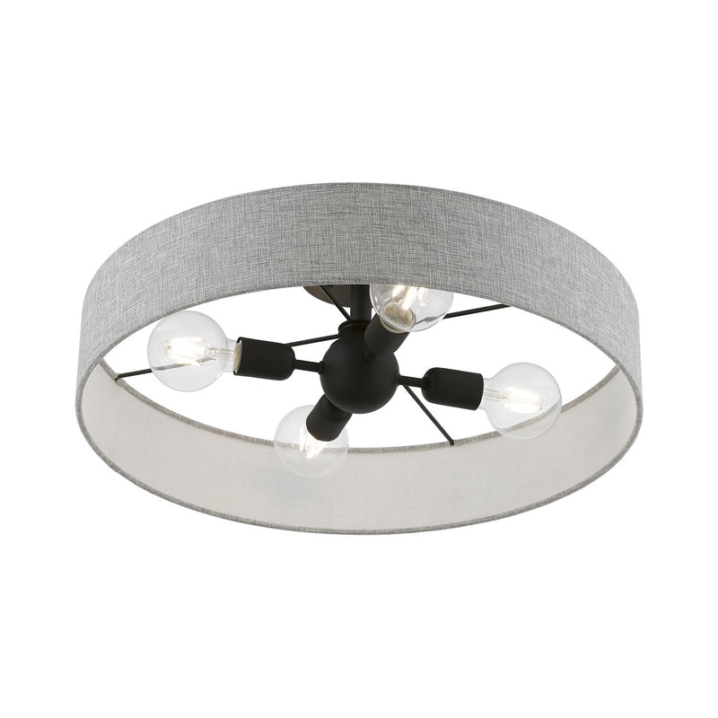 Livex Lighting 46148-04 Four Light Semi-Flush Mount, Black
