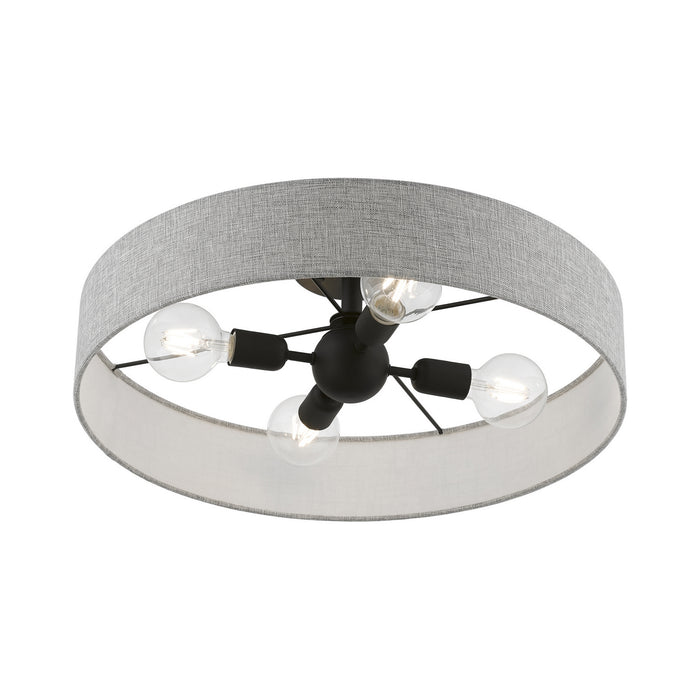 Livex Lighting 46148-04 Four Light Semi-Flush Mount, Black
