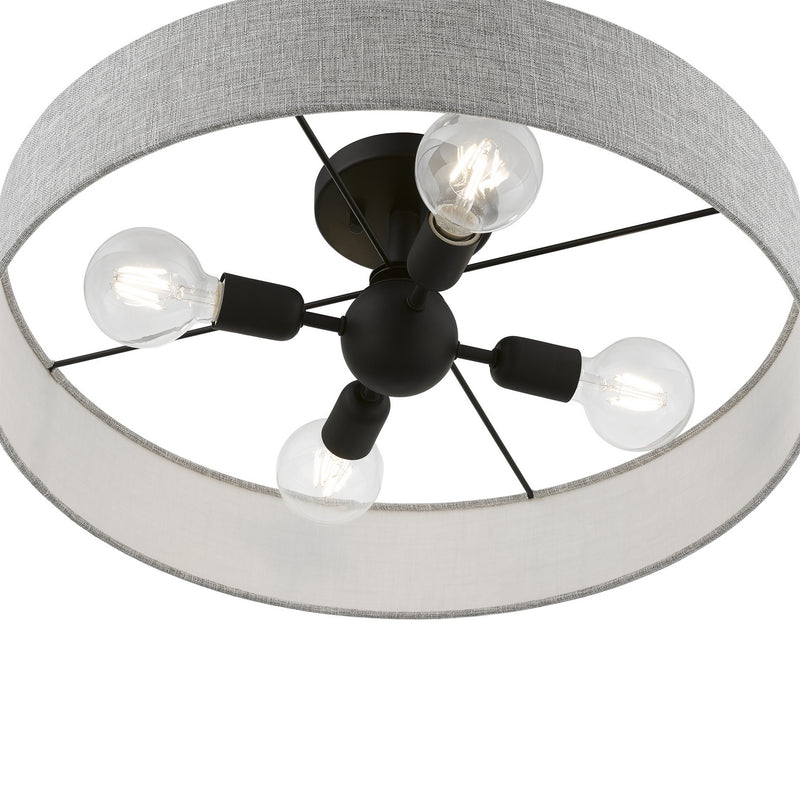 Livex Lighting 46148-04 Four Light Semi-Flush Mount, Black