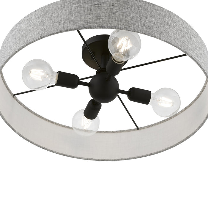 Livex Lighting 46148-04 Four Light Semi-Flush Mount, Black