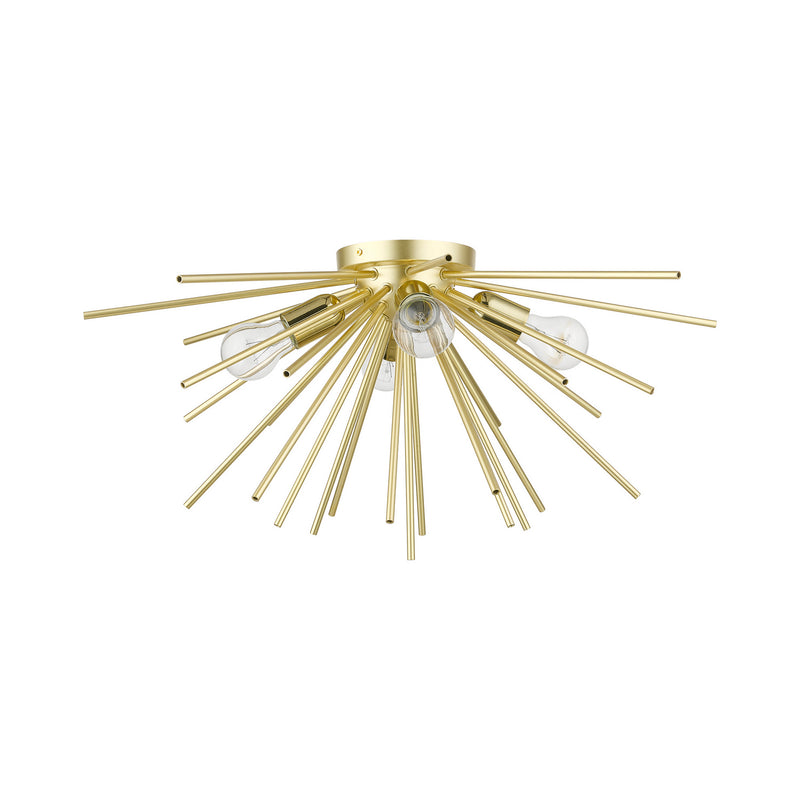 Livex Lighting 46170-33 Four Light Flush Mount, Soft Gold w/Polished Brass