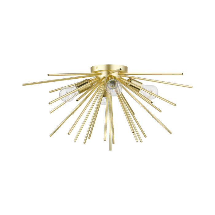 Livex Lighting 46170-33 Four Light Flush Mount, Soft Gold w/Polished Brass