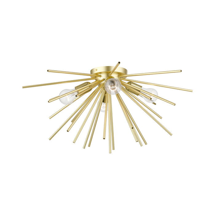 Livex Lighting 46170-33 Four Light Flush Mount, Soft Gold w/Polished Brass