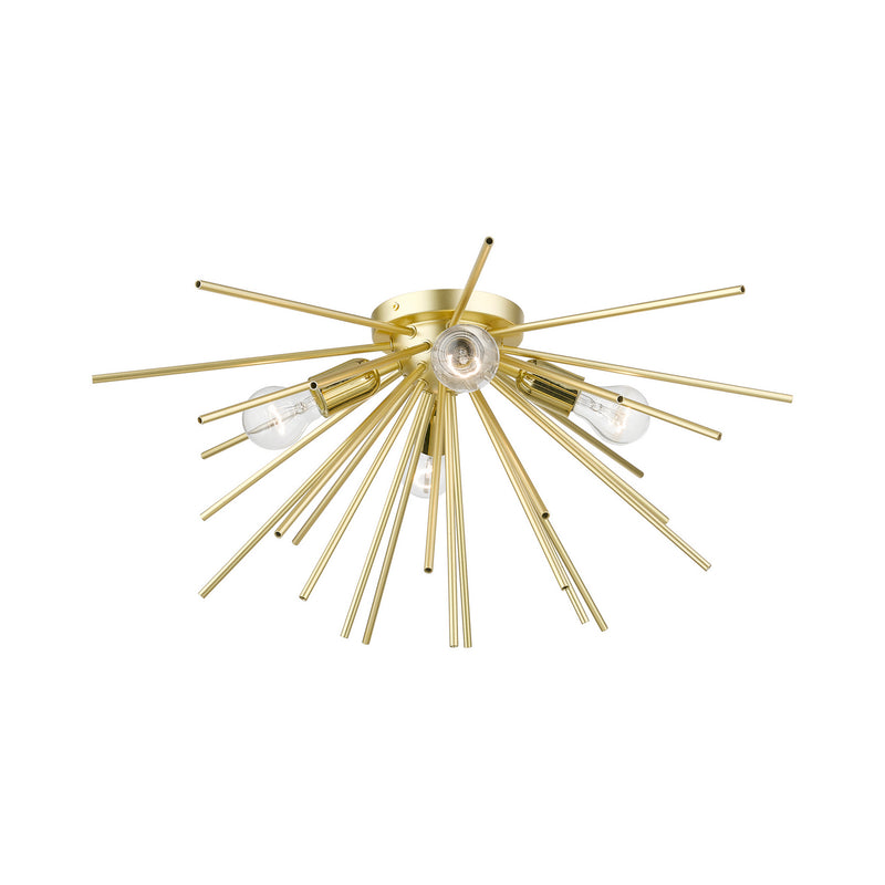 Livex Lighting 46170-33 Four Light Flush Mount, Soft Gold w/Polished Brass