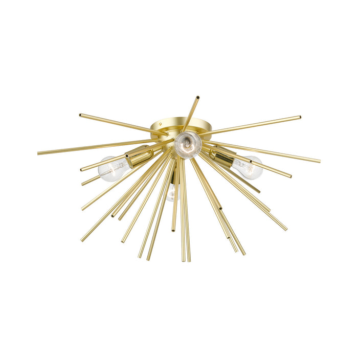 Livex Lighting 46170-33 Four Light Flush Mount, Soft Gold w/Polished Brass