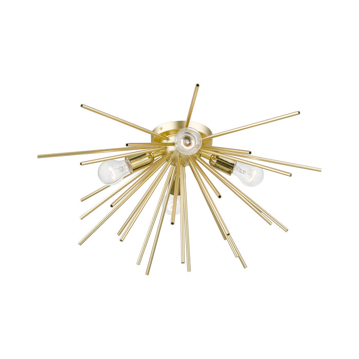 Livex Lighting 46170-33 Four Light Flush Mount, Soft Gold w/Polished Brass
