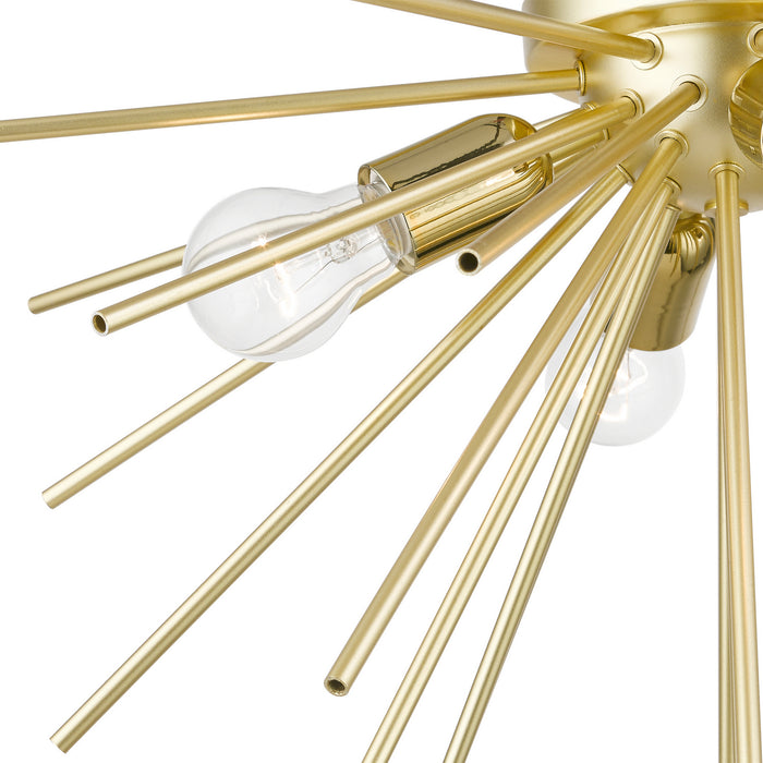 Livex Lighting 46170-33 Four Light Flush Mount, Soft Gold w/Polished Brass