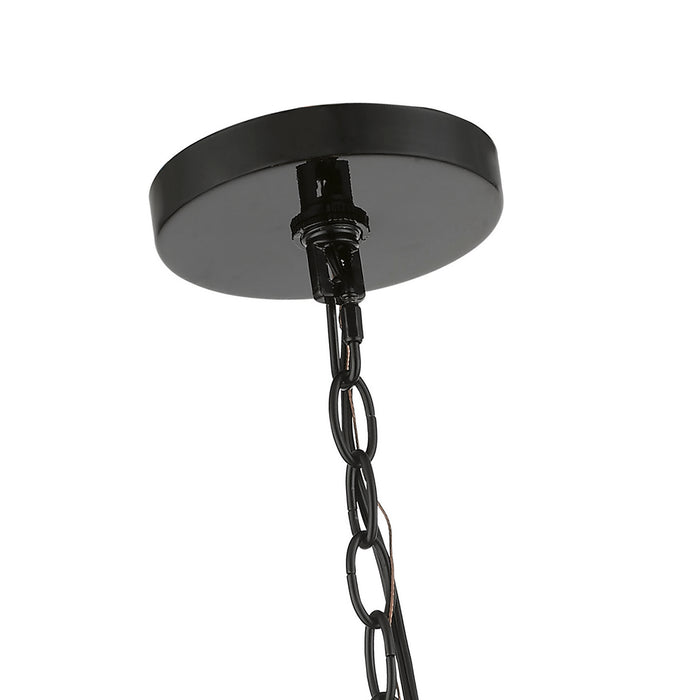 Livex Lighting 46175-68 Seven Light Chandelier, Shiny Black w/Polished Brass