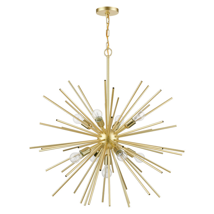 Livex Lighting 46176-33 Nine Light Foyer Chandelier, Soft Gold w/Polished Brass