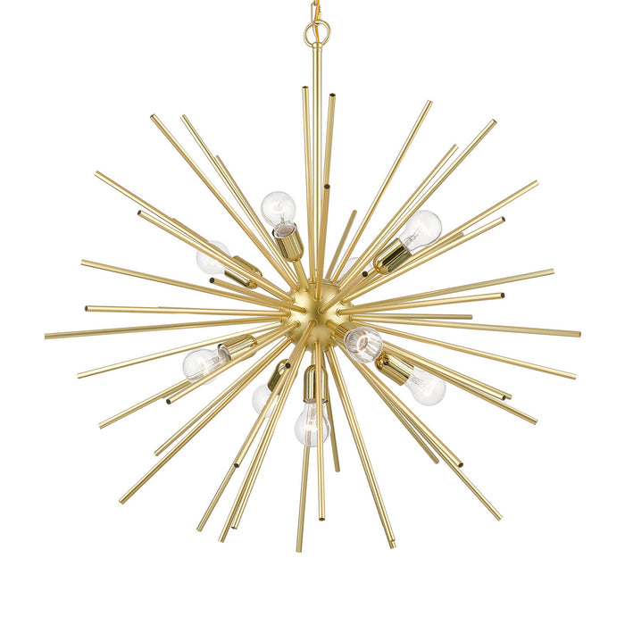 Livex Lighting 46176-33 Nine Light Foyer Chandelier, Soft Gold w/Polished Brass