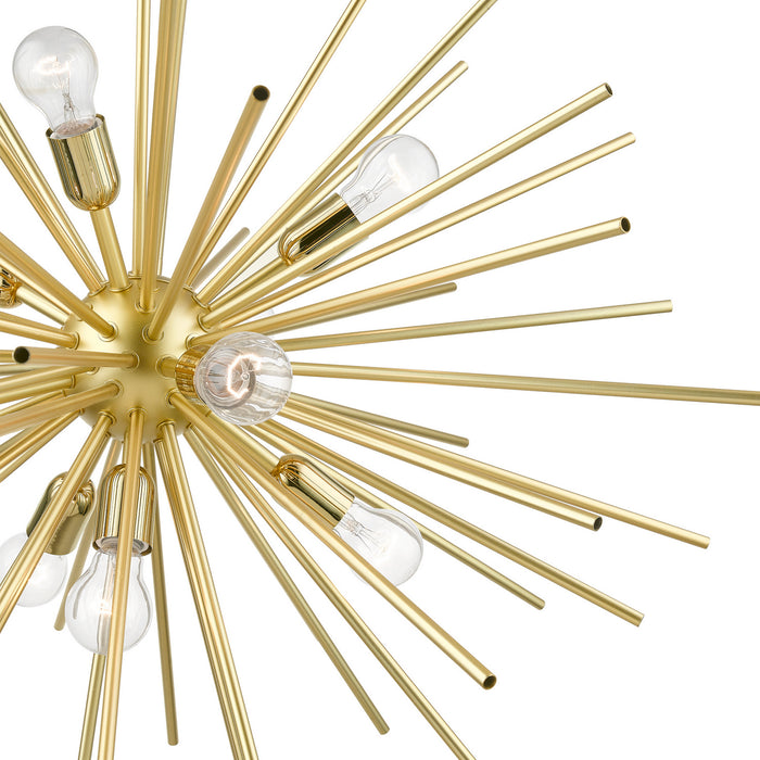 Livex Lighting 46176-33 Nine Light Foyer Chandelier, Soft Gold w/Polished Brass