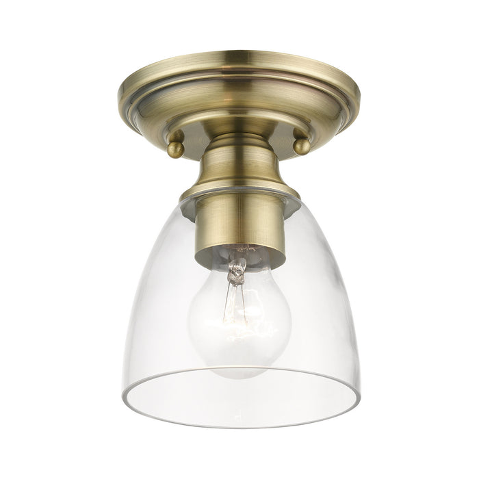 Livex Lighting 46331-01 One Light Semi-Flush Mount, Antique Brass