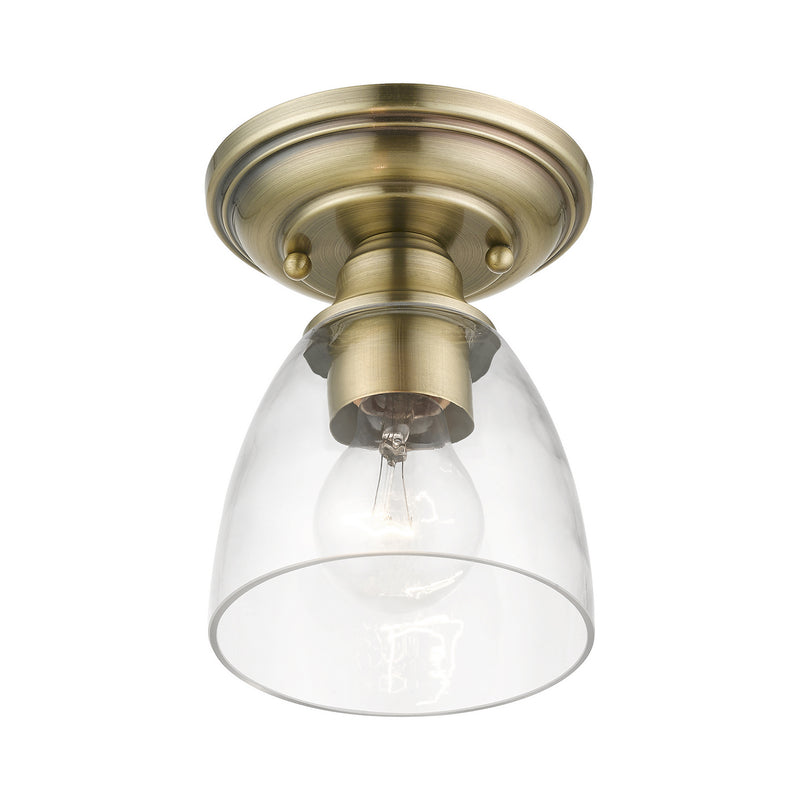 Livex Lighting 46331-01 One Light Semi-Flush Mount, Antique Brass