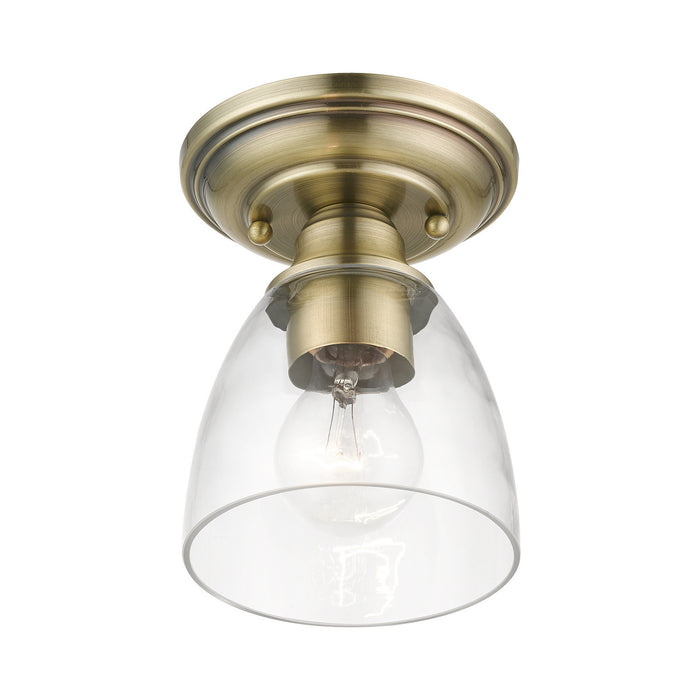 Livex Lighting 46331-01 One Light Semi-Flush Mount, Antique Brass