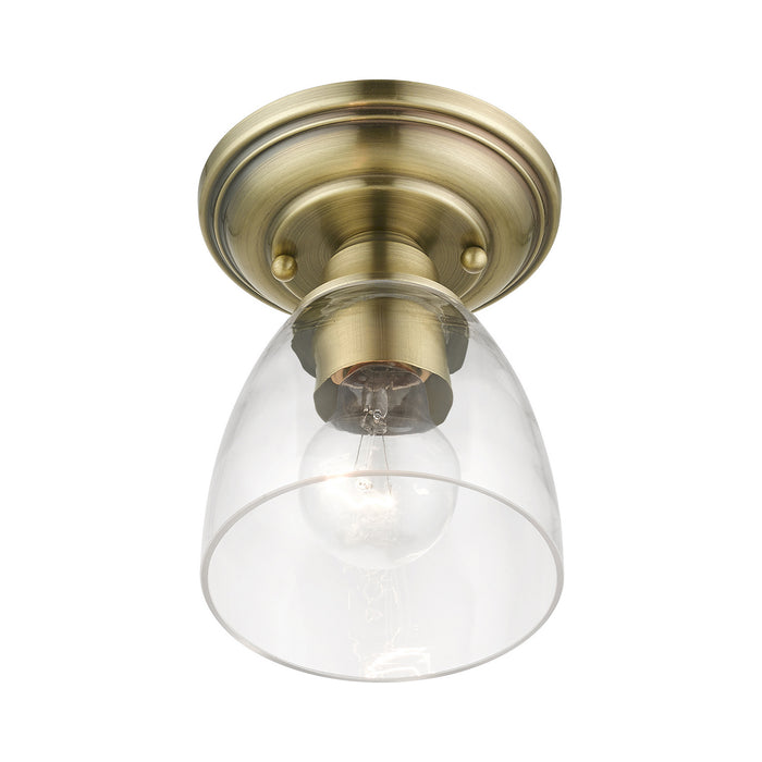 Livex Lighting 46331-01 One Light Semi-Flush Mount, Antique Brass