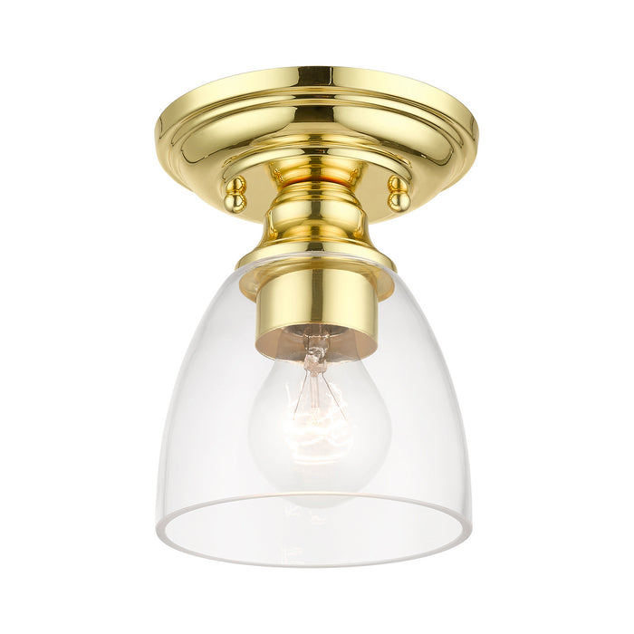 Livex Lighting 46331-02 One Light Semi-Flush Mount, Polished Brass