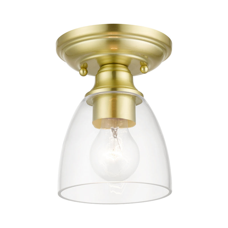 Livex Lighting 46331-12 One Light Semi-Flush Mount, Satin Brass