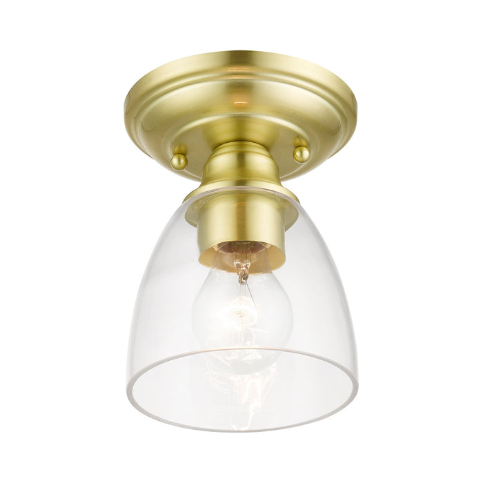 Livex Lighting 46331-12 One Light Semi-Flush Mount, Satin Brass