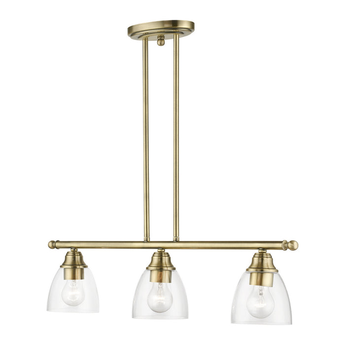 Livex Lighting 46337-01 Three Light Linear Chandelier, Antique Brass