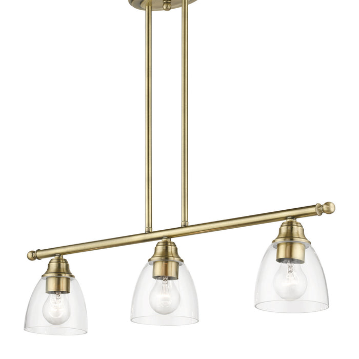 Livex Lighting 46337-01 Three Light Linear Chandelier, Antique Brass