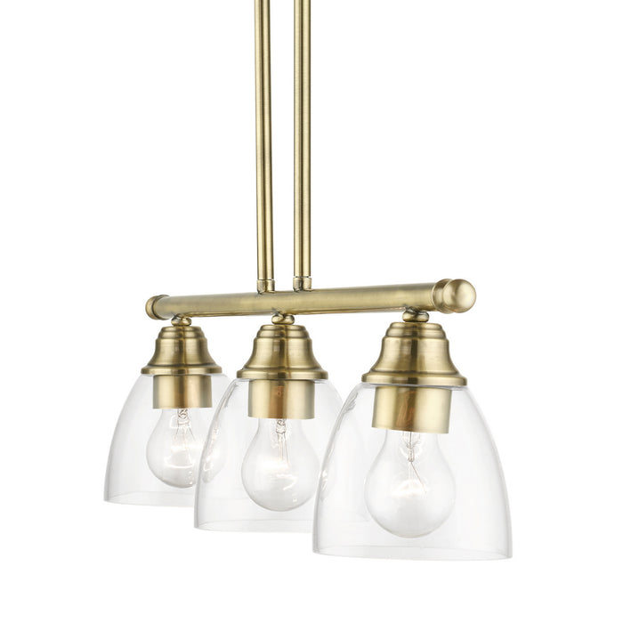 Livex Lighting 46337-01 Three Light Linear Chandelier, Antique Brass