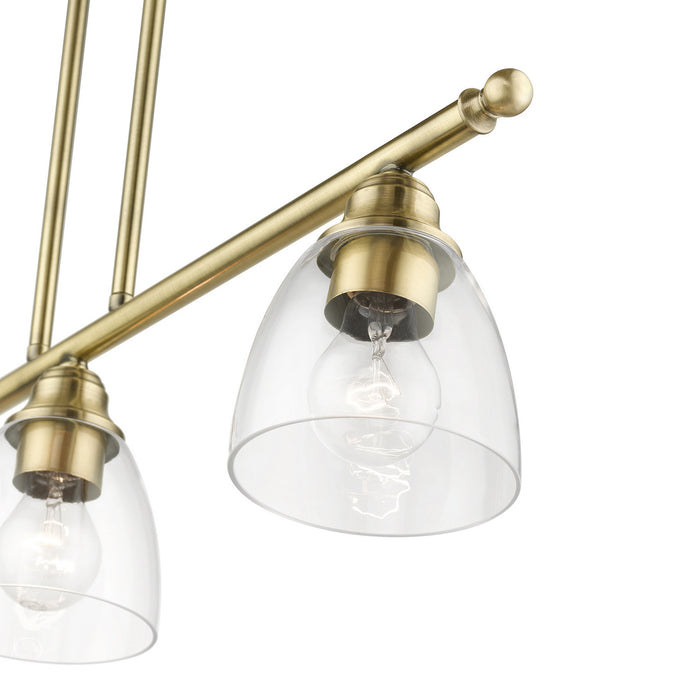 Livex Lighting 46337-01 Three Light Linear Chandelier, Antique Brass
