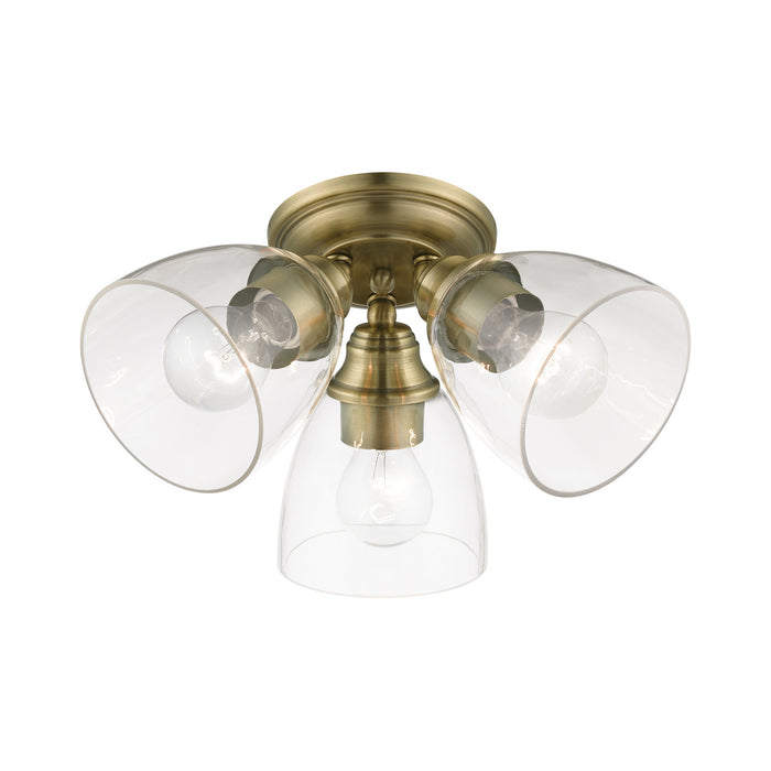 Livex Lighting 46339-01 Three Light Semi-Flush Mount, Antique Brass