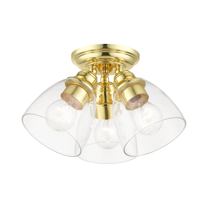 Livex Lighting 46339-02 Three Light Semi-Flush Mount, Polished Brass