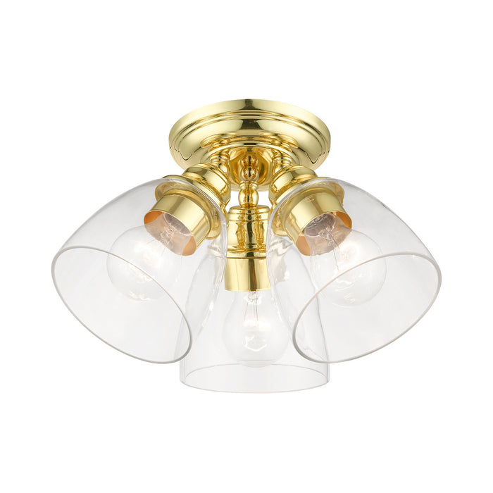 Livex Lighting 46339-02 Three Light Semi-Flush Mount, Polished Brass
