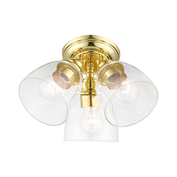 Livex Lighting 46339-02 Three Light Semi-Flush Mount, Polished Brass